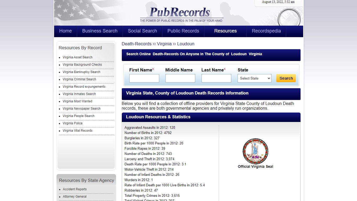 Loudoun County, Virginia Death Records - Pubrecords.com