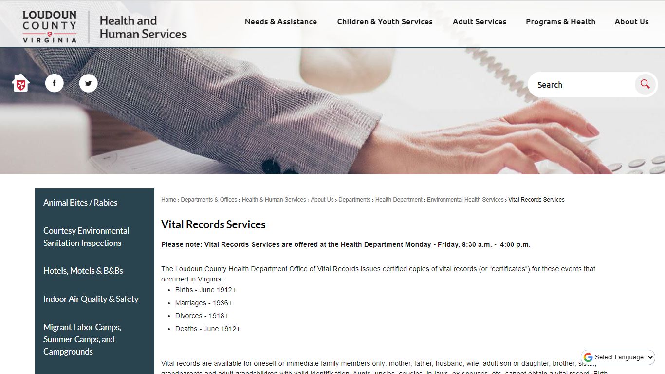 Vital Records Services | Loudoun County, VA - Official Website